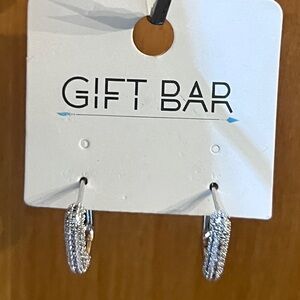 Gift Bar Silver new crystal loop Hoop Earrings by Christmas ready